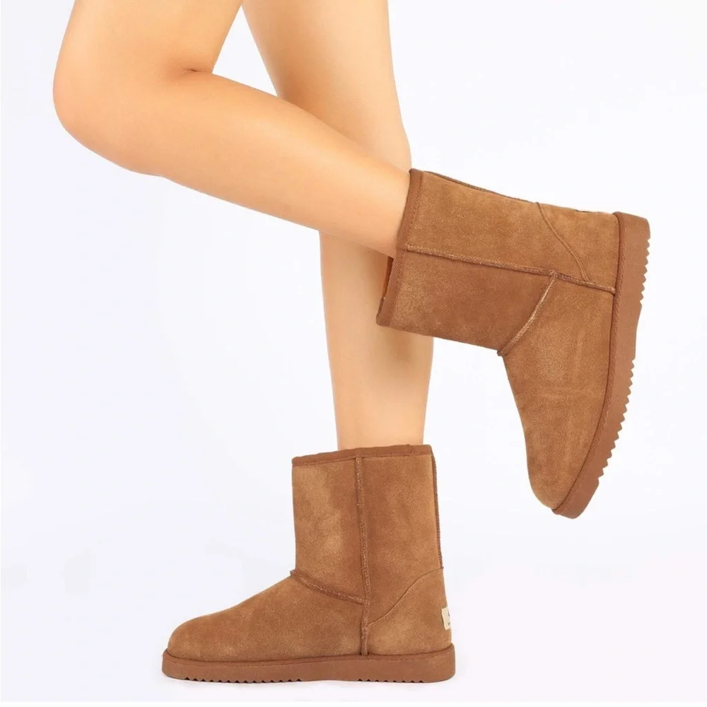 DREAM PAIRS Women's Shorty-New Mid Calf Winter Snow Boots